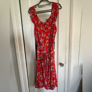 Anthropologie Red Floral Dress